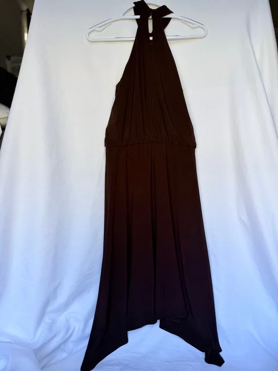 Nine West Dark Brown Halter High-Low Maxi Dress - Picture 3 of 3